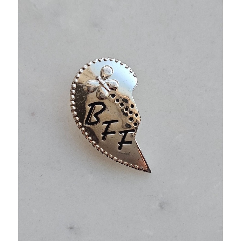.925 STERLING THAILAND HMK LIC "BFF" HALF A HEART w/ BUTTERFLY DESIGN PENDANT